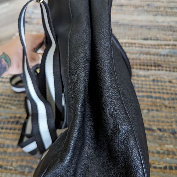 Steve Madden Saffiano large shoulder tote laptop travel black white bag 13x11x5 - Picture 12 of 14